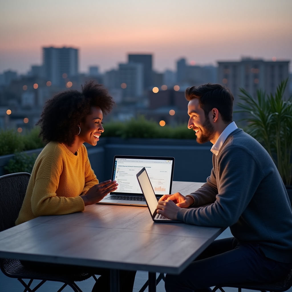 Company representative and freelance data analyst discussing a project scope over a video call